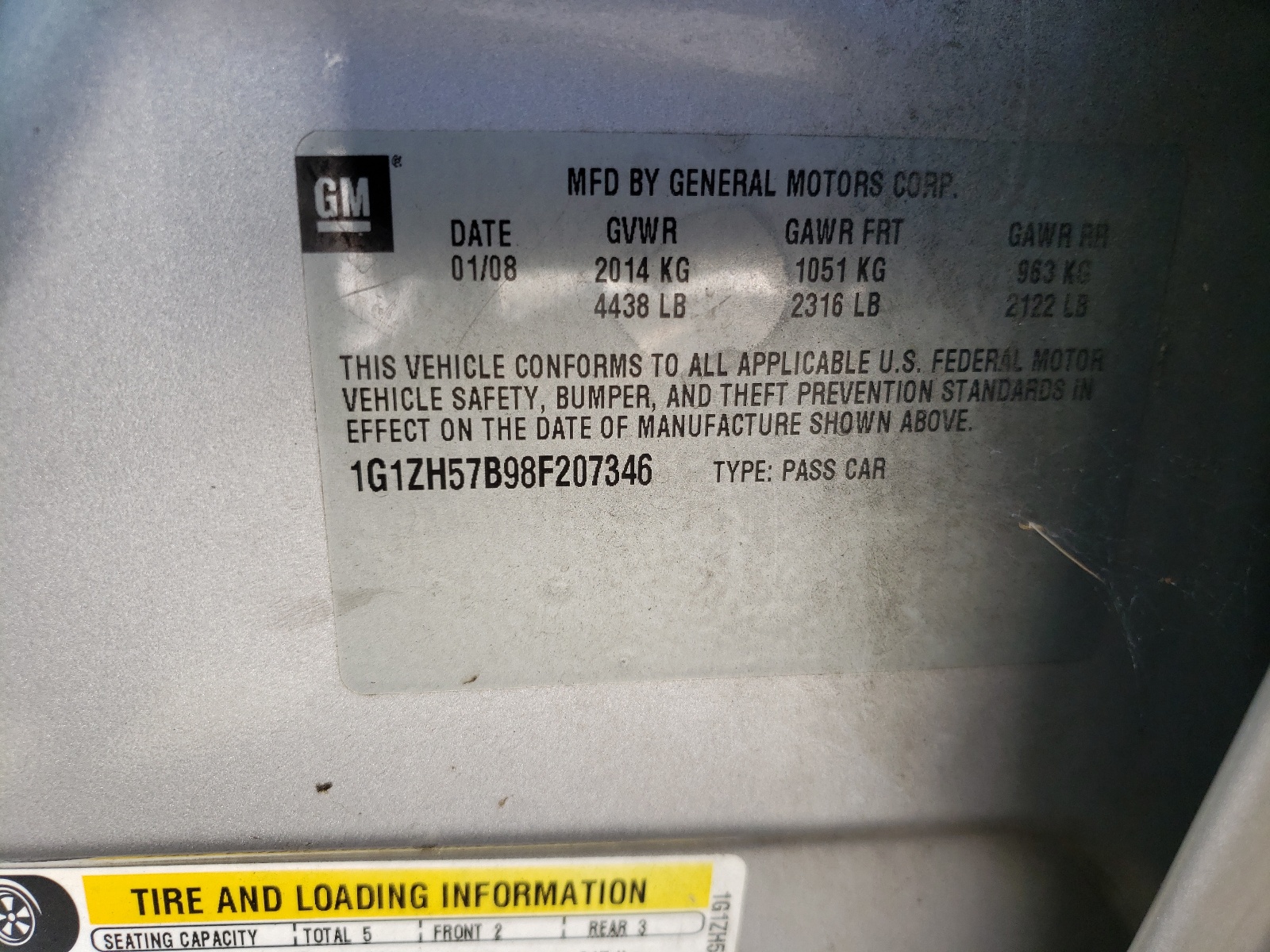 Photo 10 from auction – 2008 CHEVROLET MALIBU 1LT with VIN 1G1ZH57B98F207346