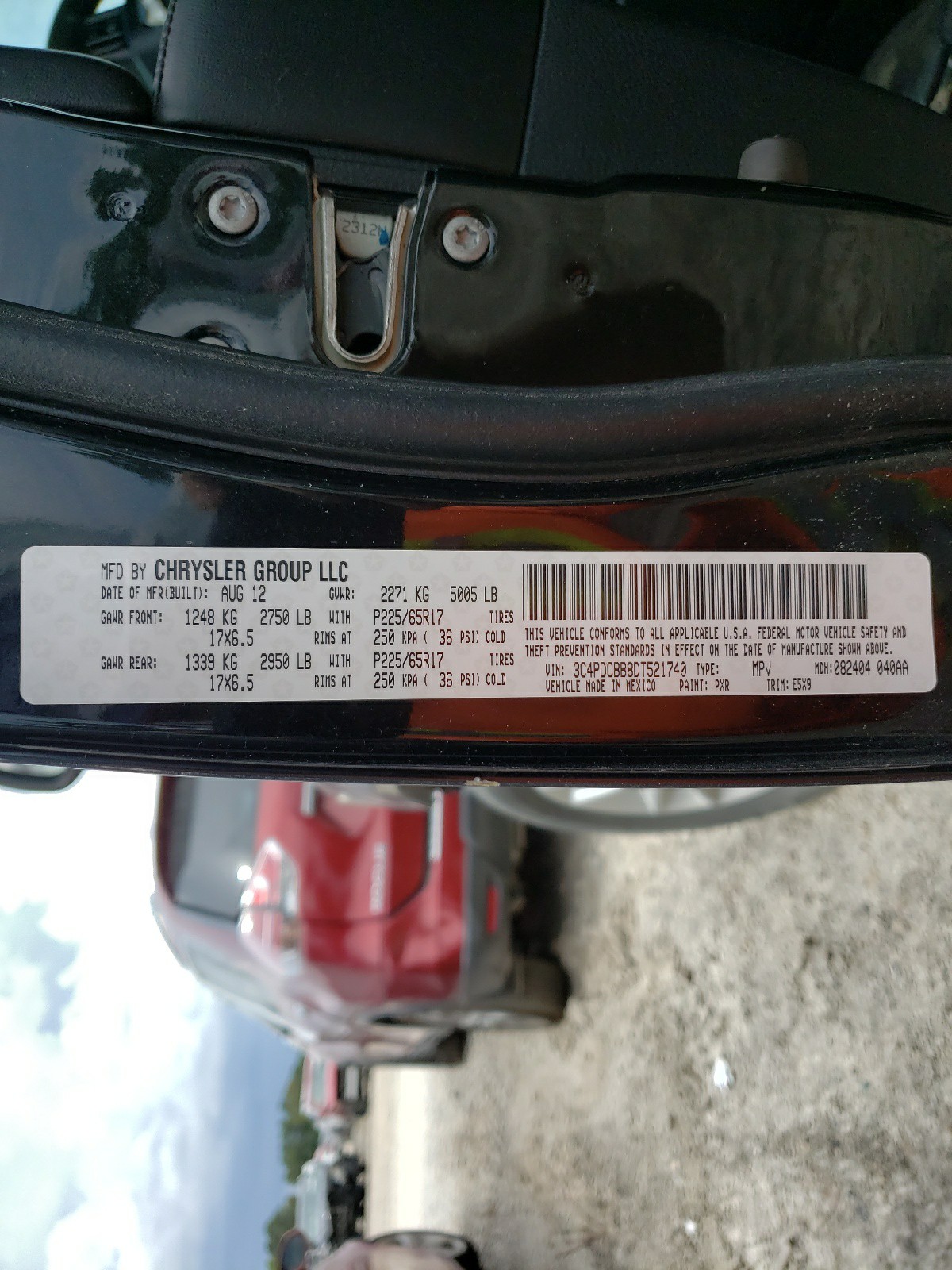Photo 10 from auction – 2013 DODGE JOURNEY SX with VIN 3C4PDCBB8DT521740