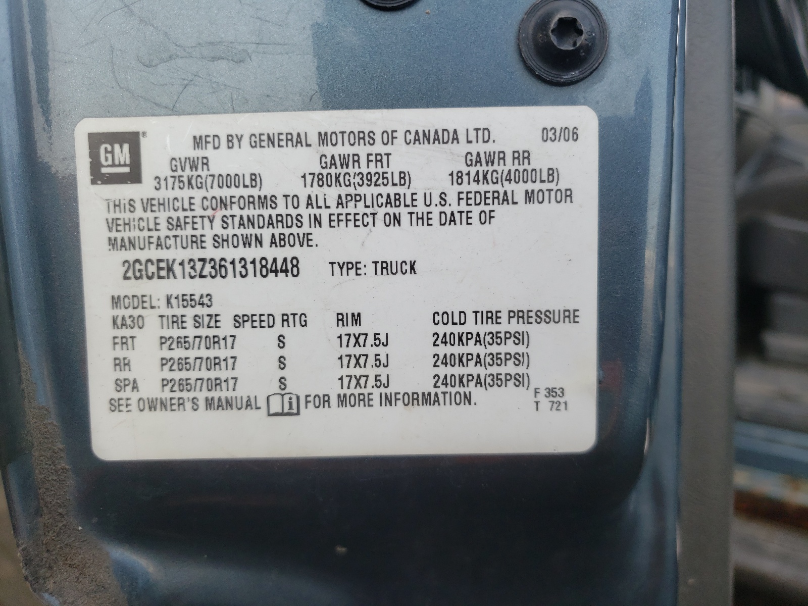 Photo 10 from auction – 2006 CHEVROLET SILVERADO with VIN 2GCEK13Z361318448