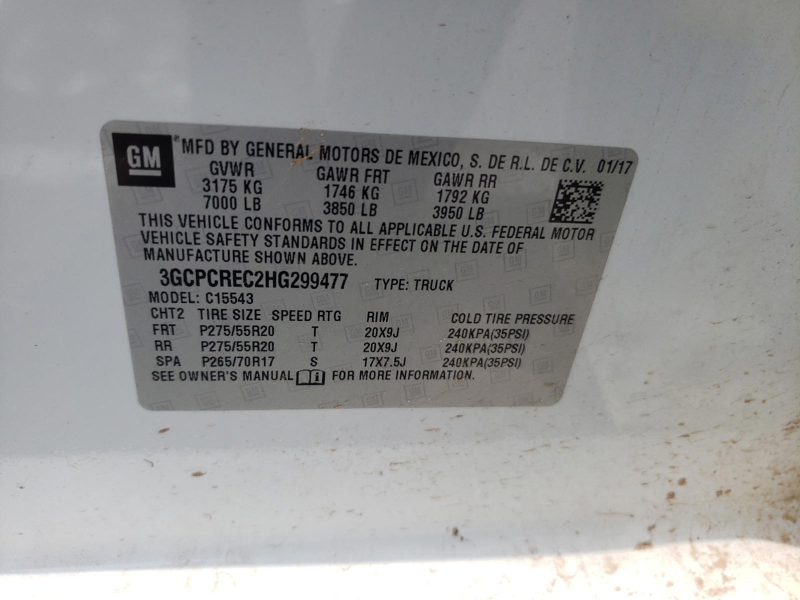 Photo 10 from auction – 2017 CHEVROLET SILVERADO with VIN 3GCPCREC2HG299477