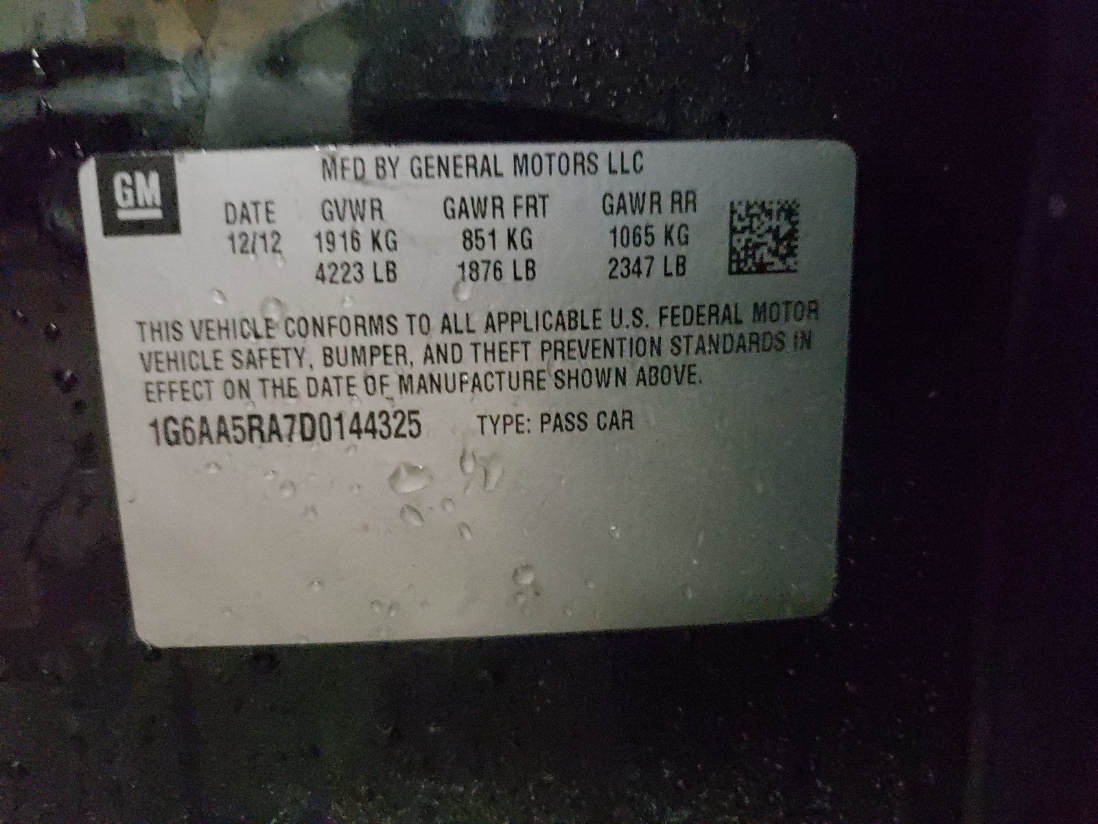 Zdjęcie 10 z aukcji – 2013 CADILLAC ATS z VIN 1G6AA5RA7D0144325