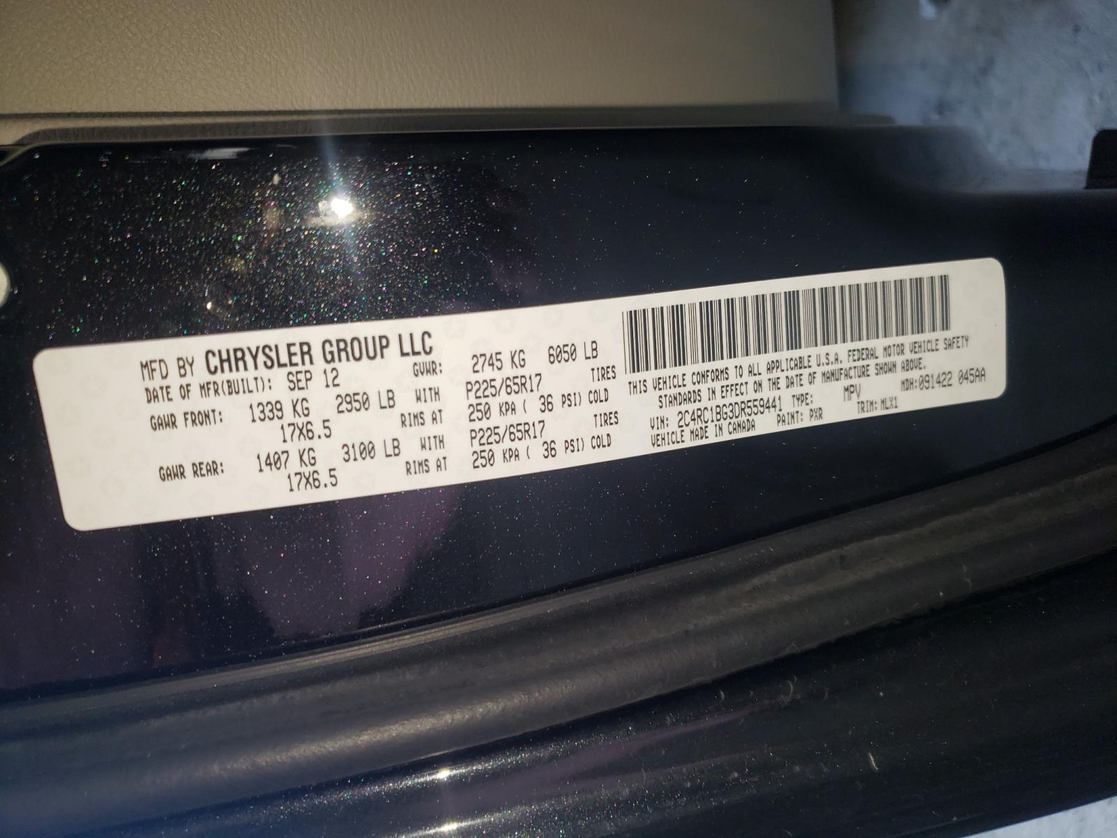 Photo 10 from auction – 2013 CHRYSLER TOWN & COU with VIN 2C4RC1BG3DR559441