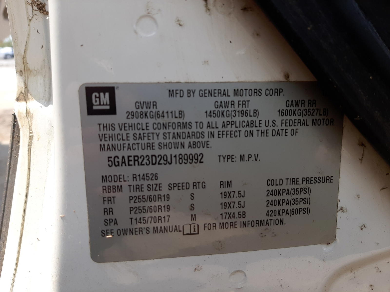 Photo 10 from auction – 2009 BUICK ENCLAVE CX with VIN 5GAER23D29J189992