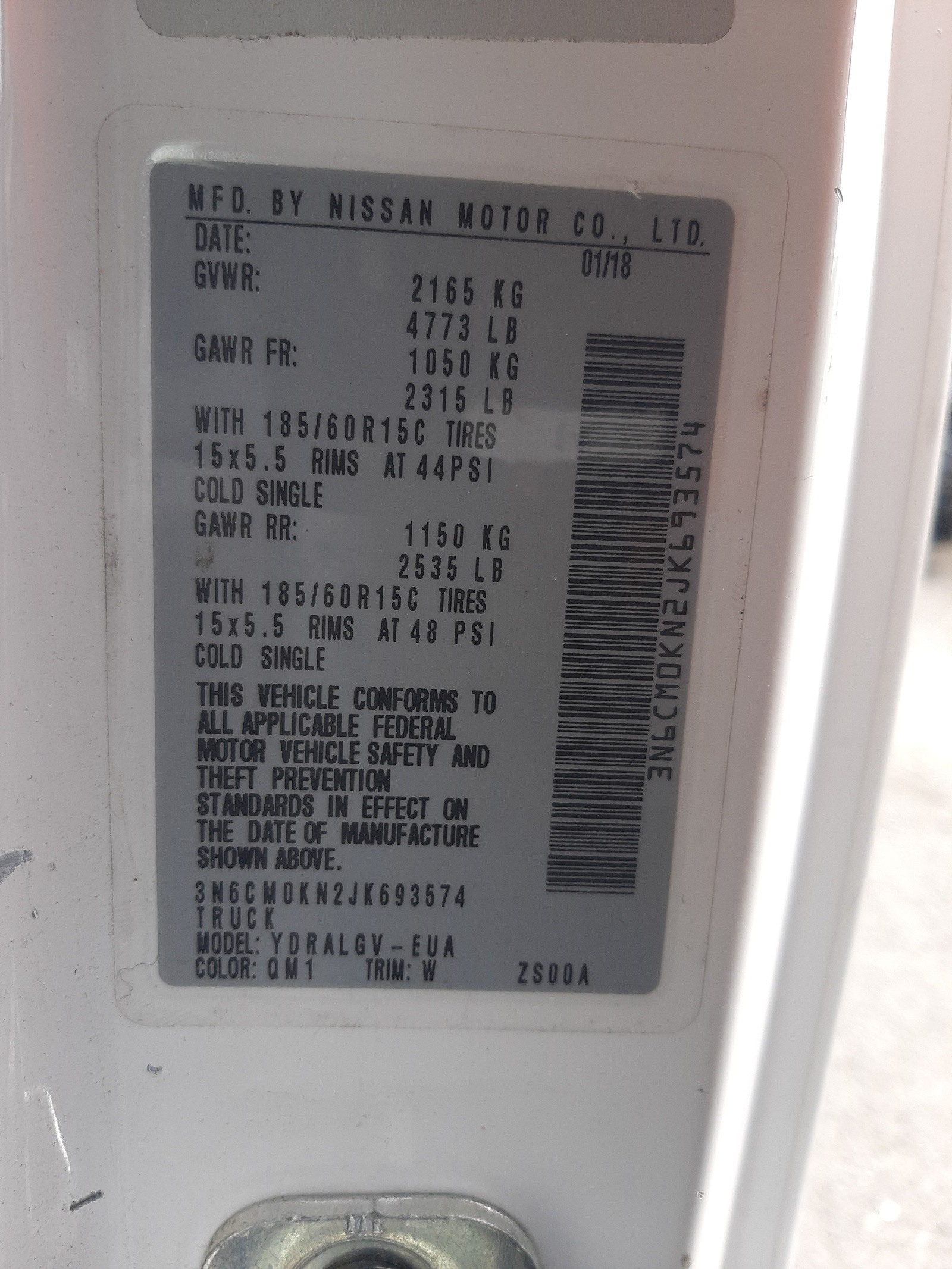 Photo 10 from auction – 2018 NISSAN NV200 2.5S with VIN 3N6CM0KN2JK693574