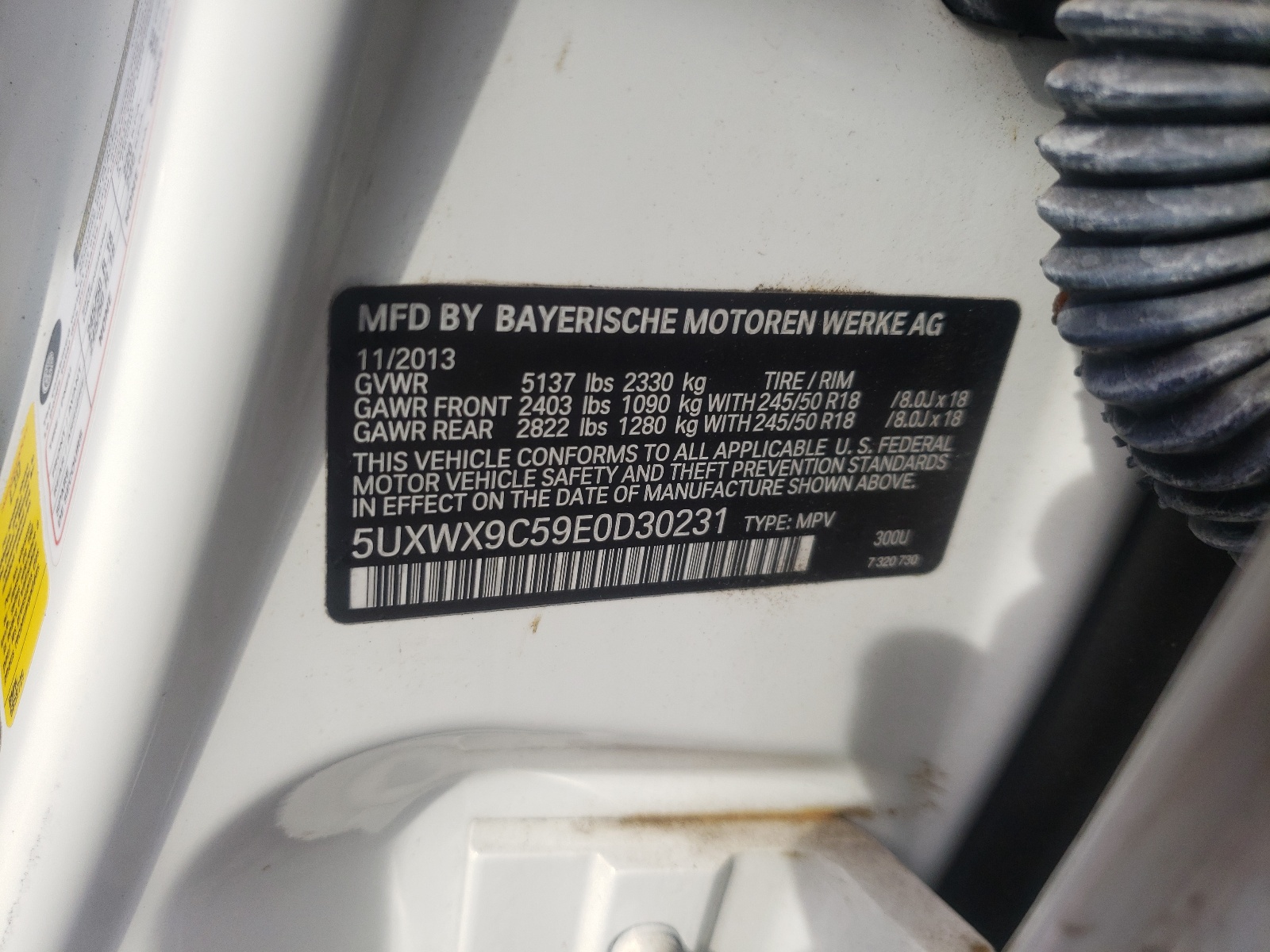 Photo 10 from auction – 2014 BMW X3 XDRIVE2 with VIN 5UXWX9C59E0D30231