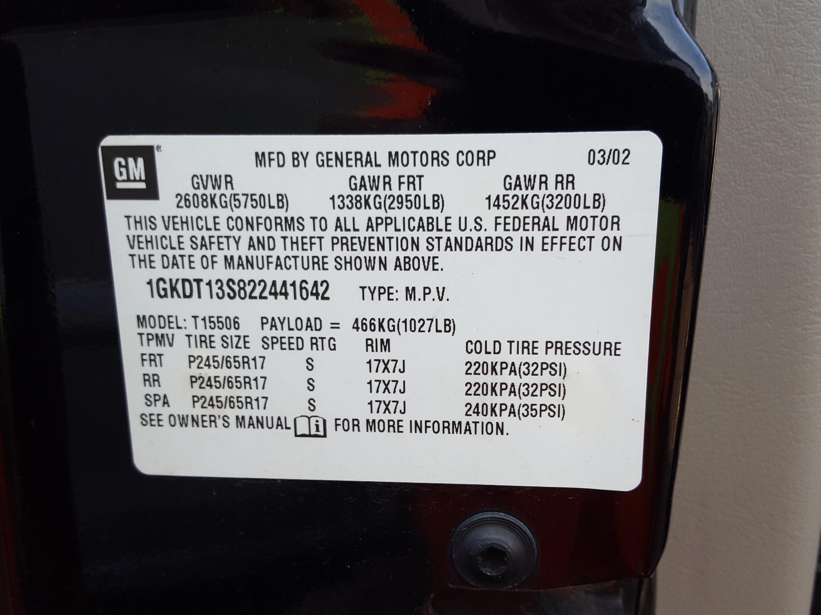 Photo 10 from auction – 2002 GMC ENVOY with VIN 1GKDT13S822441642