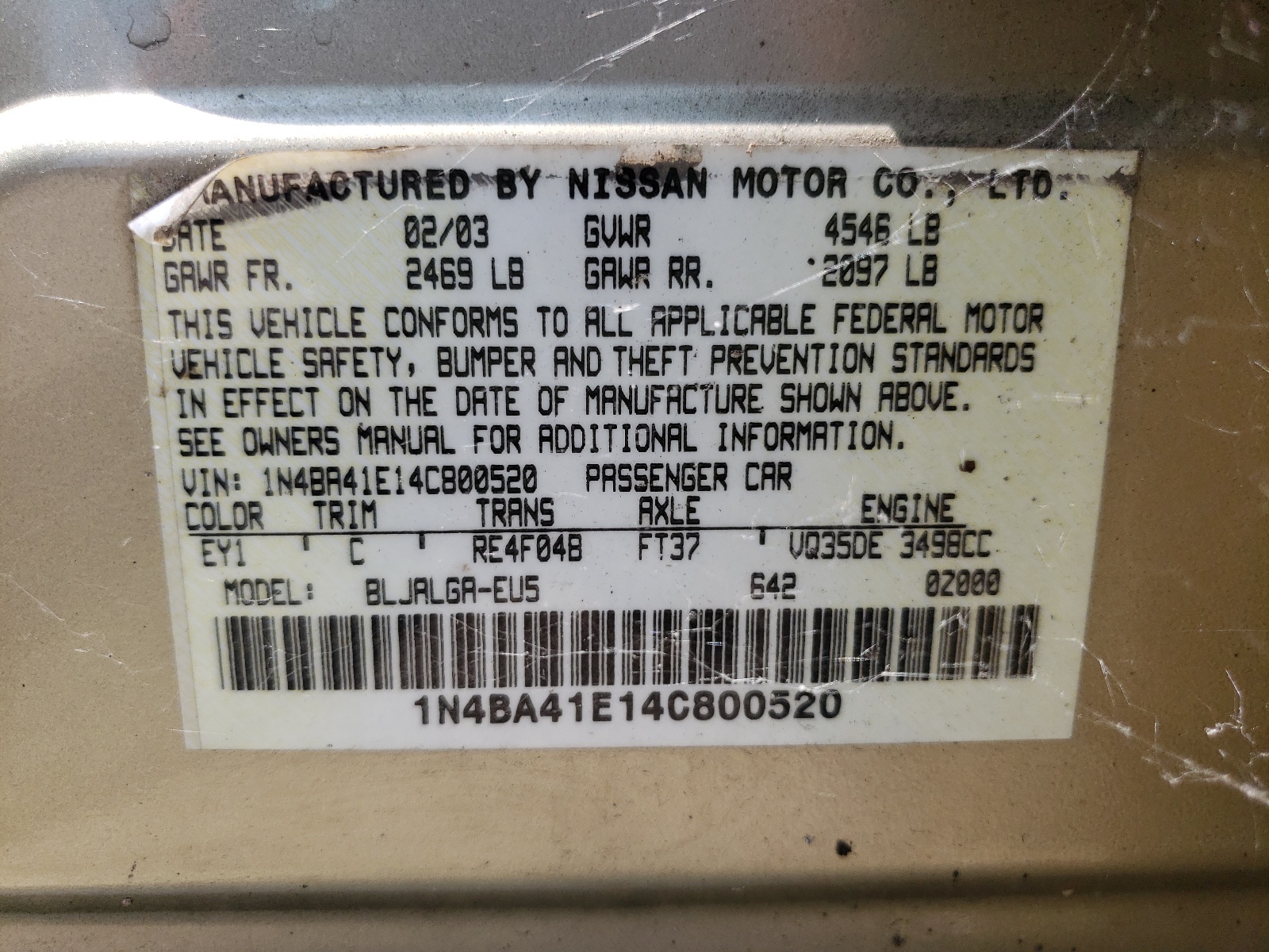 صورة رقم 10 من المزاد - 2004 NISSAN MAXIMA SE مع VIN 1N4BA41E14C800520