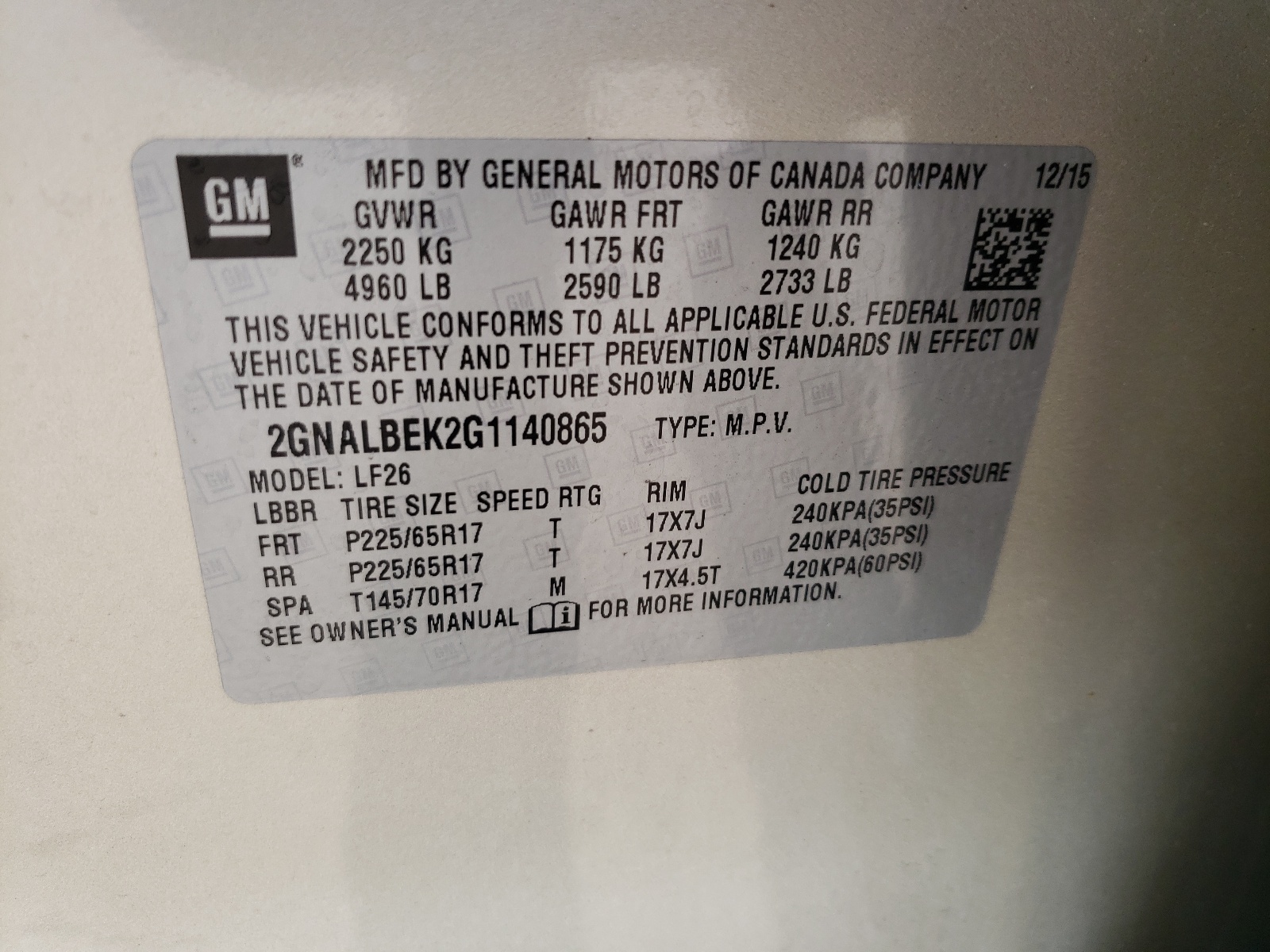 Photo 10 from auction – 2016 CHEVROLET EQUINOX LS with VIN 2GNALBEK2G1140865
