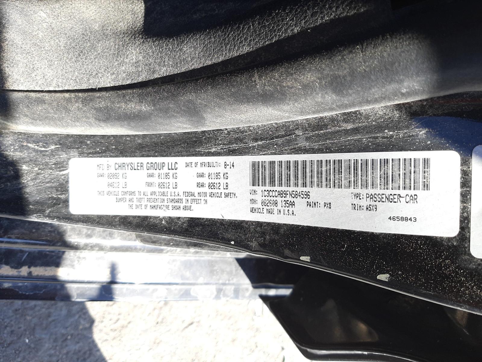 Photo 10 from auction – 2015 CHRYSLER 200 LIMITE with VIN 1C3CCCAB9FN584596