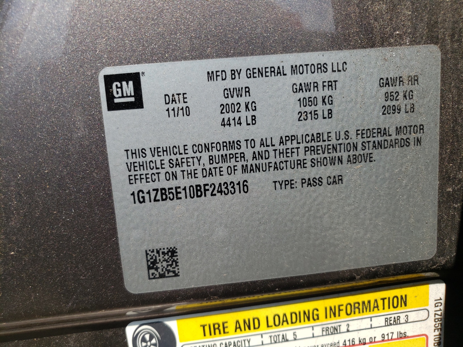 Photo 10 from auction – 2011 CHEVROLET MALIBU LS with VIN 1G1ZB5E10BF243316