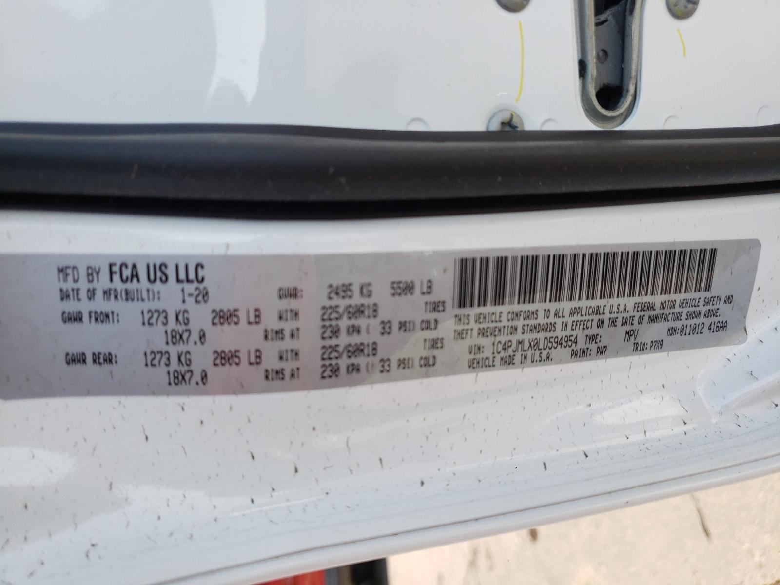 Photo 10 from auction – 2020 JEEP CHEROKEE L with VIN 1C4PJMLX0LD594954
