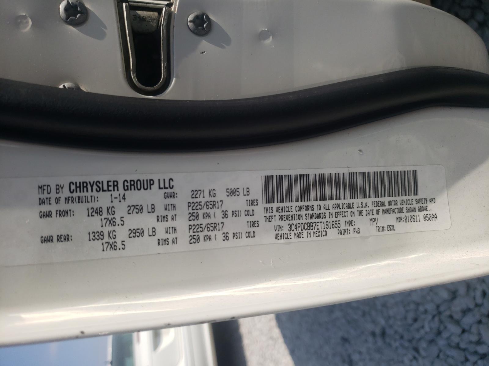 Photo 10 from auction – 2014 DODGE JOURNEY SX with VIN 3C4PDCBB7ET191655