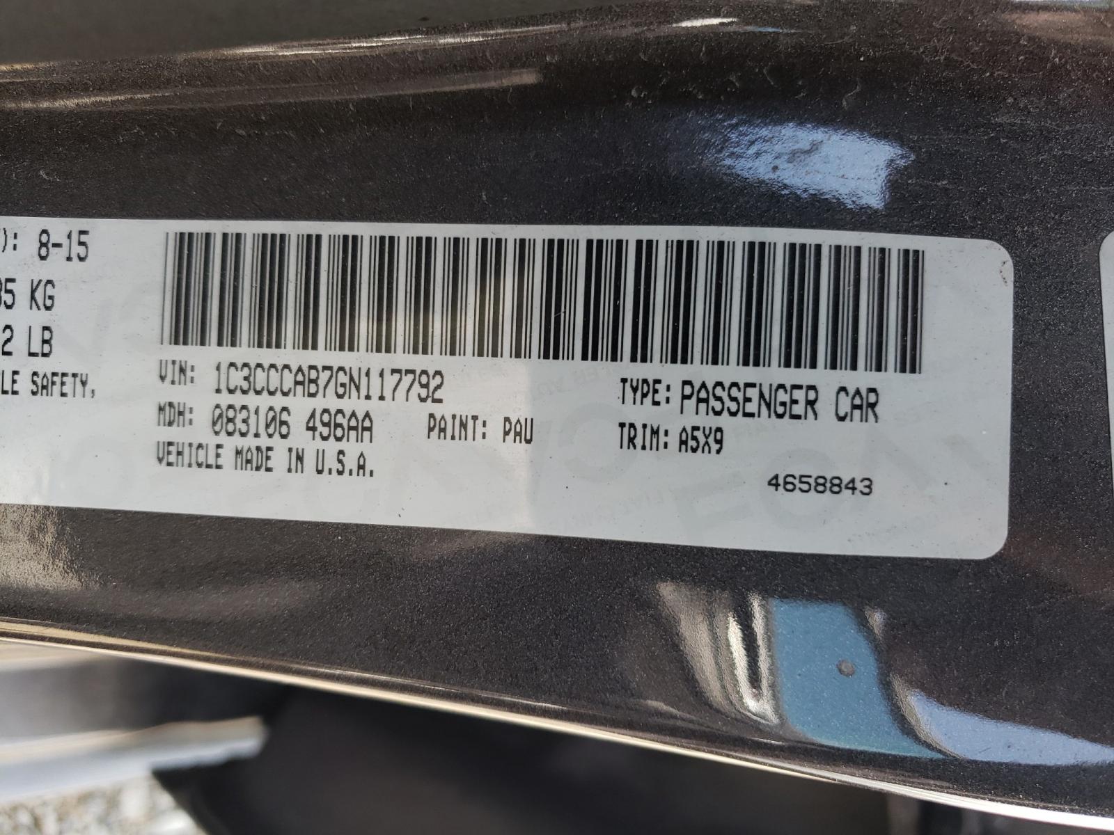 Photo 10 from auction – 2016 CHRYSLER 200 LIMITE with VIN 1C3CCCAB7GN117792