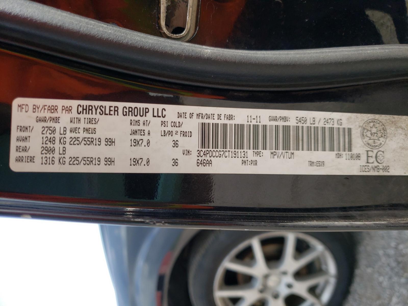 Photo 10 from auction – 2012 DODGE JOURNEY SX with VIN 3C4PDCCG7CT191131