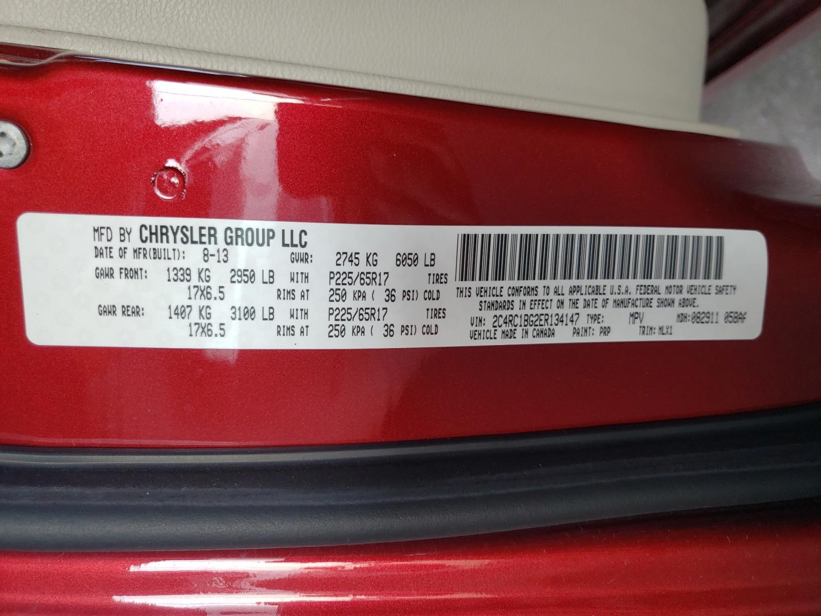 Photo 10 from auction – 2014 CHRYSLER TOWN & COU with VIN 2C4RC1BG2ER134147