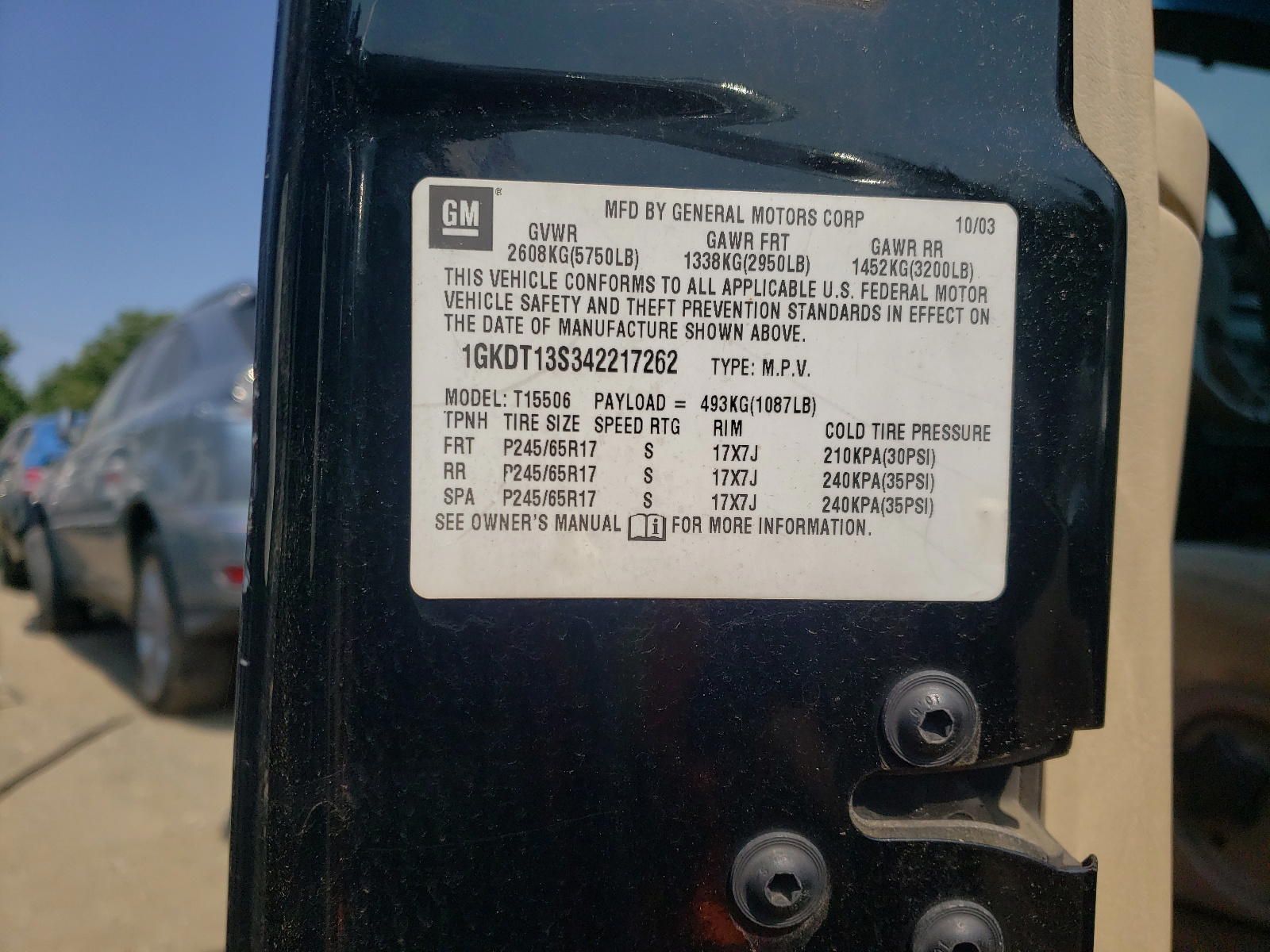 Photo 10 from auction – 2004 GMC ENVOY with VIN 1GKDT13S342217262