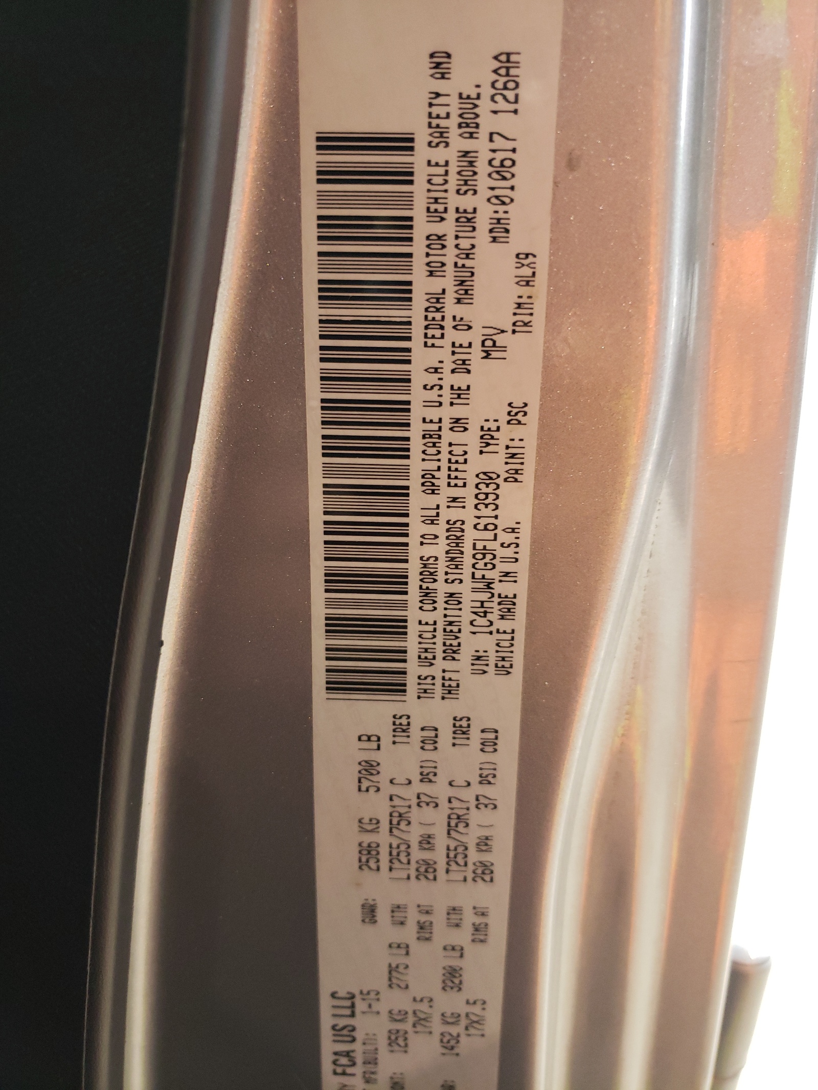 Photo 10 from auction – 2015 JEEP WRANGLER U with VIN 1C4HJWFG9FL613930