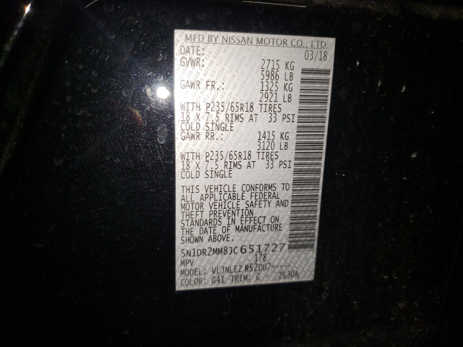 Photo 10 from auction – 2018 NISSAN PATHFINDER with VIN 5N1DR2MM8JC651727