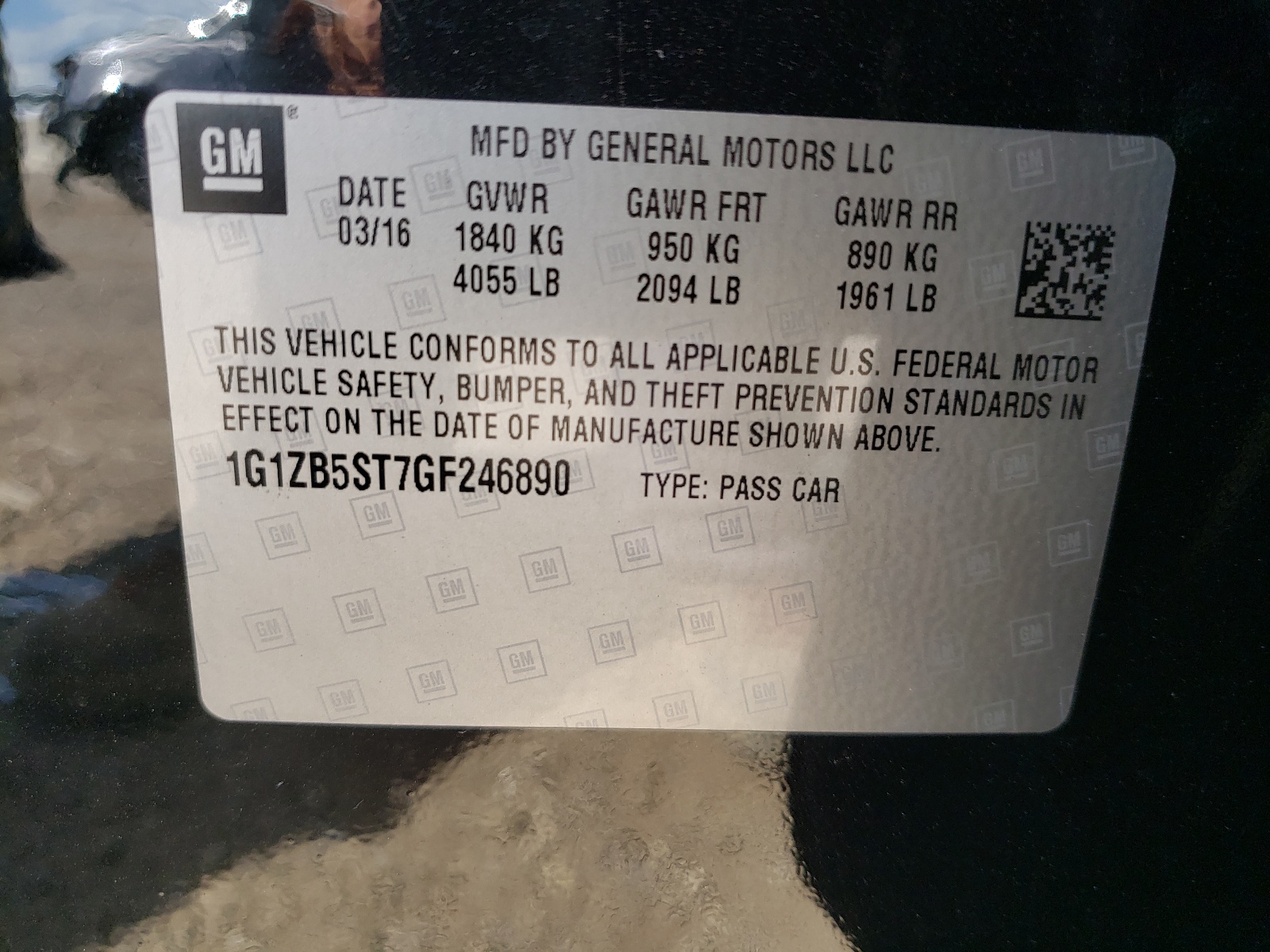 Photo 10 from auction – 2016 CHEVROLET MALIBU LS with VIN 1G1ZB5ST7GF246890