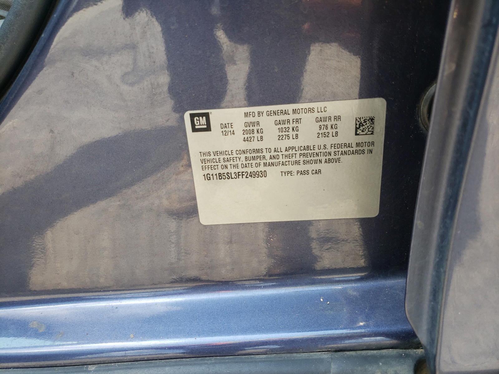Photo 10 from auction – 2015 CHEVROLET MALIBU LS with VIN 1G11B5SL3FF249930