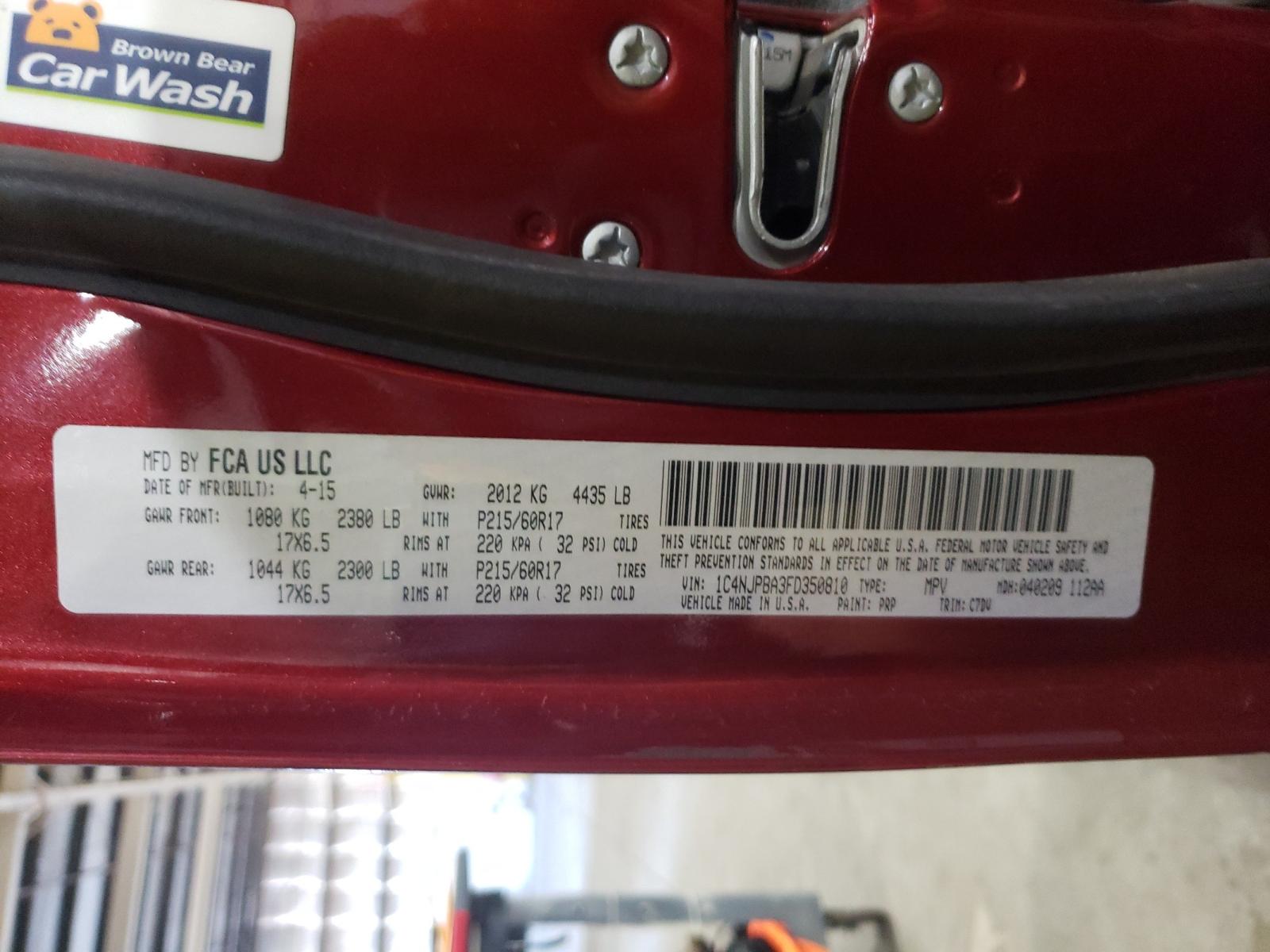 Photo 10 from auction – 2015 JEEP PATRIOT SP with VIN 1C4NJPBA3FD350810