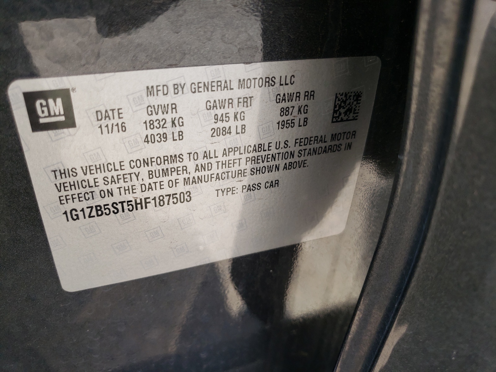 Photo 10 from auction – 2017 CHEVROLET MALIBU LS with VIN 1G1ZB5ST5HF187503