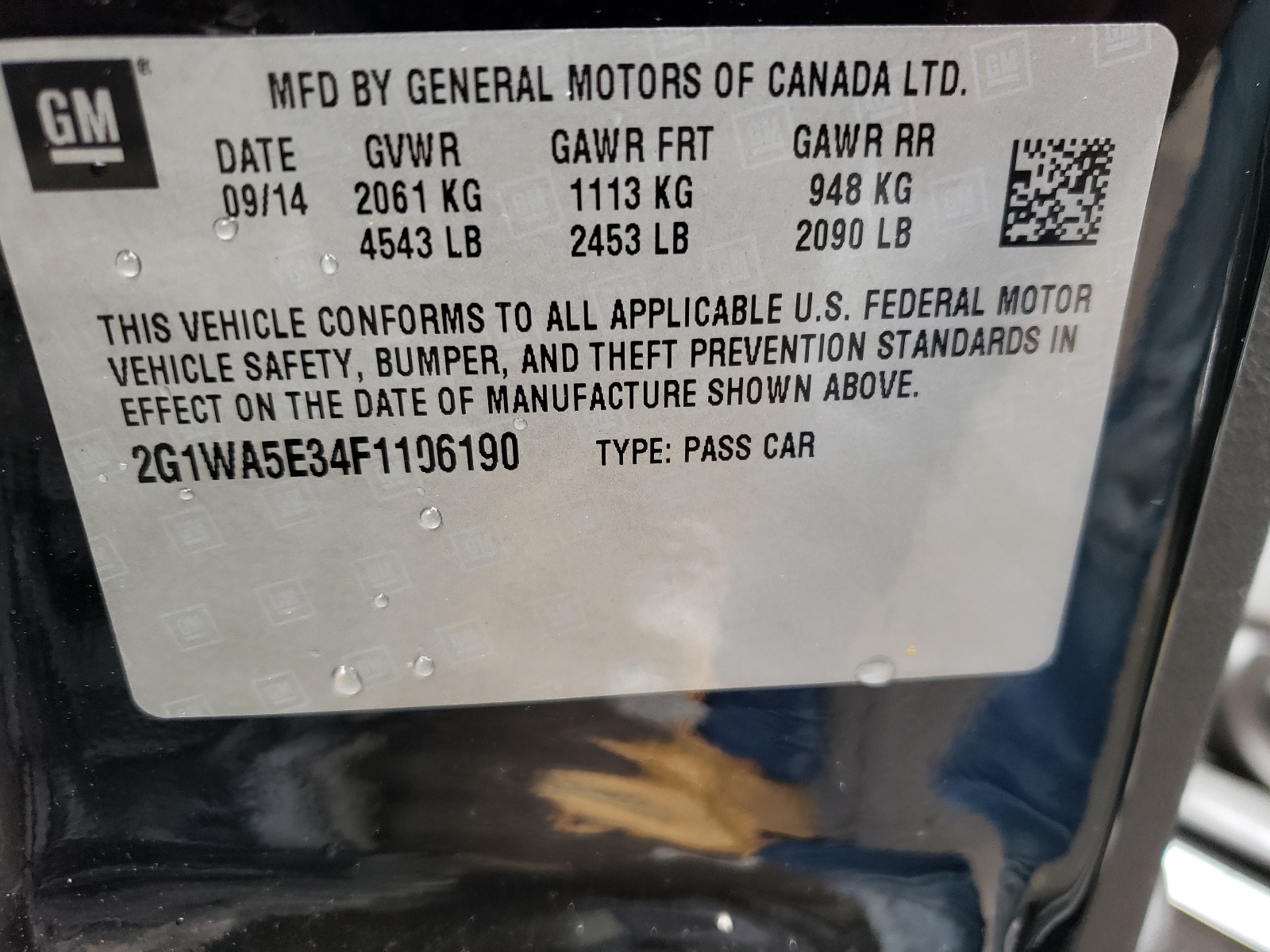 Photo 10 from auction – 2015 CHEVROLET IMPALA LIM with VIN 2G1WA5E34F1106190