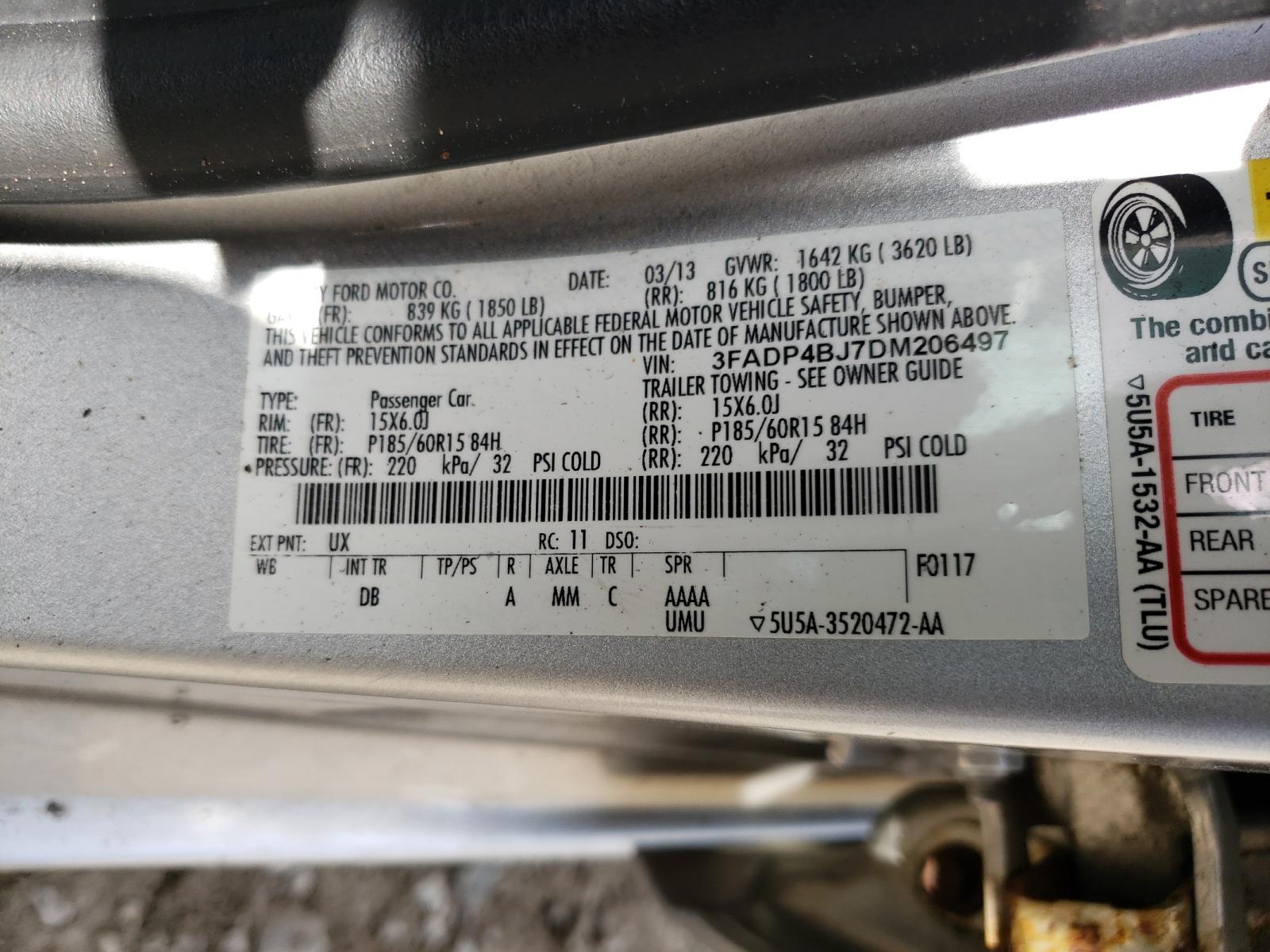 Photo 10 from auction – 2013 FORD FIESTA SE with VIN 3FADP4BJ7DM206497