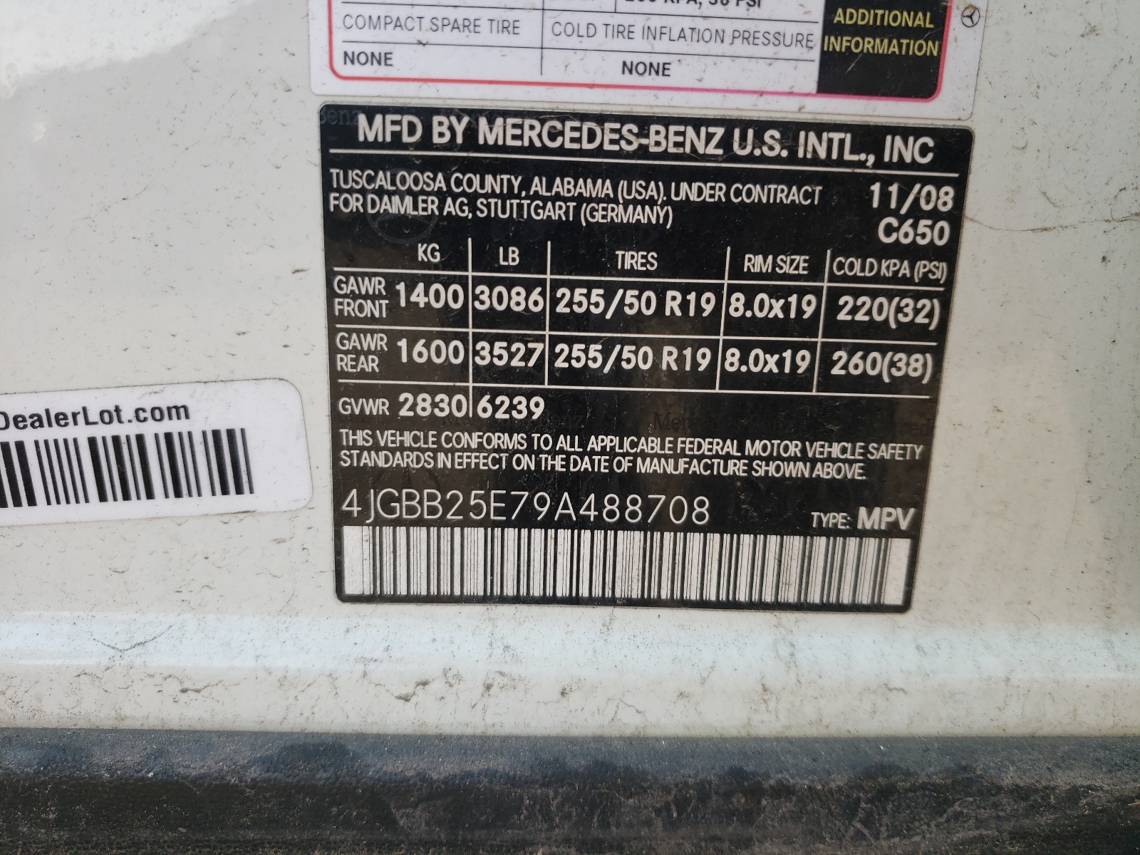 Photo 10 from auction – 2009 MERCEDES-BENZ ML with VIN 4JGBB25E79A488708