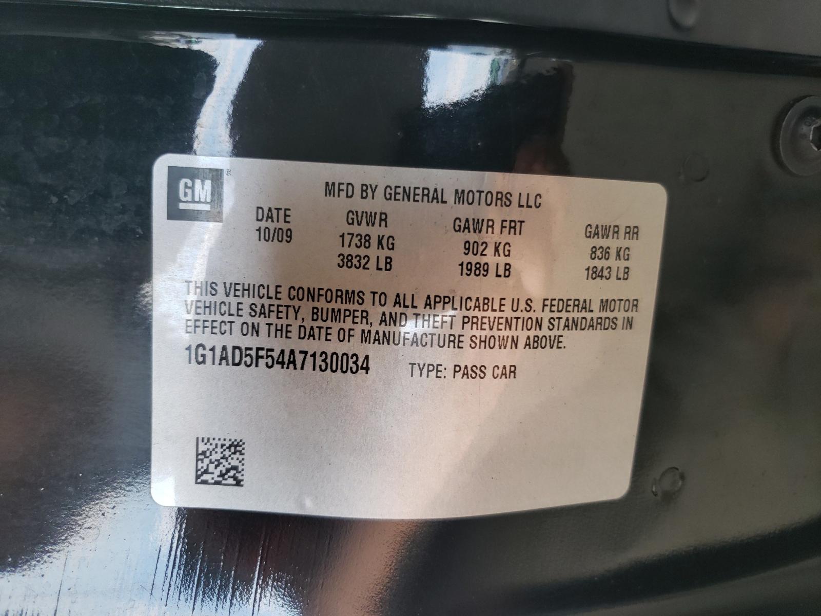 Photo 10 from auction – 2010 CHEVROLET COBALT LT with VIN 1G1AD5F54A7130034