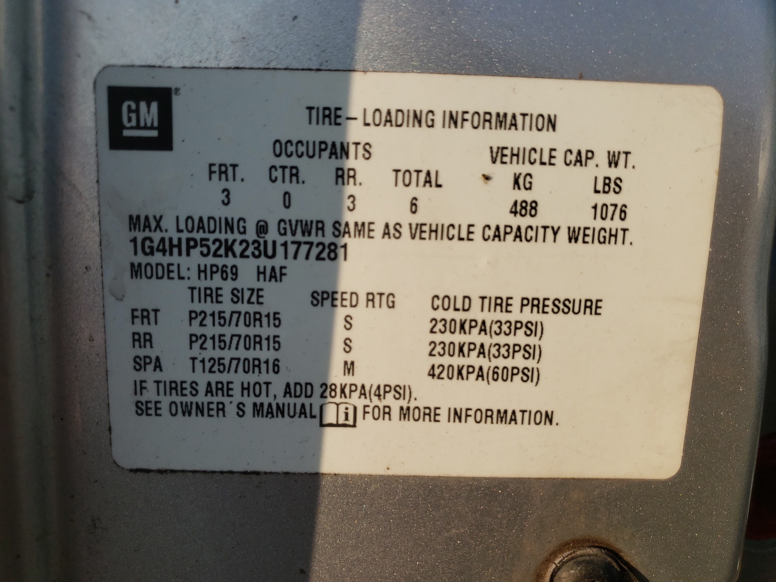 Zdjęcie 10 z aukcji – 2003 BUICK LE SABRE z VIN 1G4HP52K23U177281