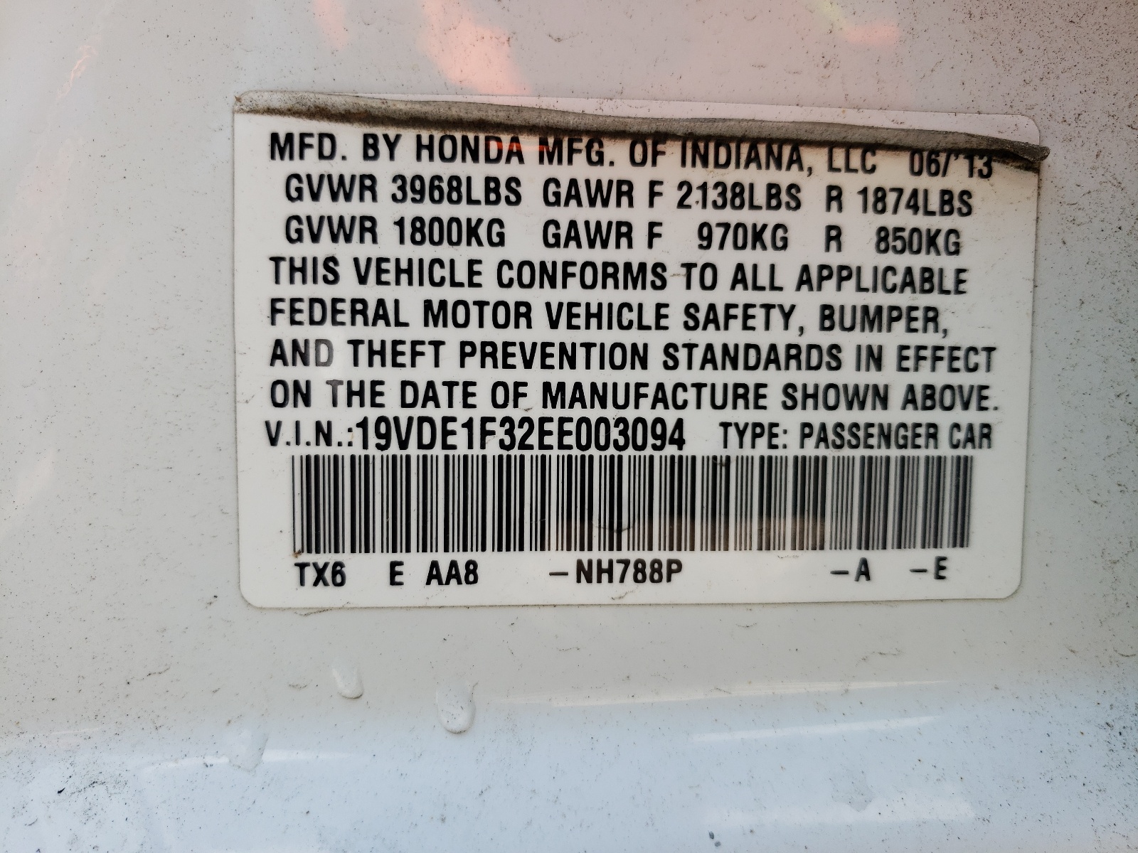 Photo 10 from auction – 2014 ACURA ILX 20 with VIN 19VDE1F32EE003094