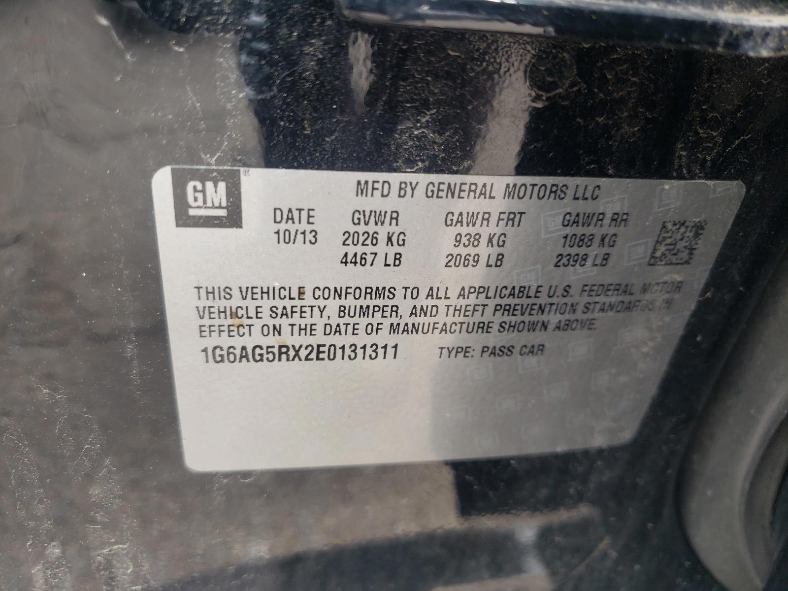 Photo 10 from auction – 2014 CADILLAC ATS with VIN 1G6AG5RX2E0131311