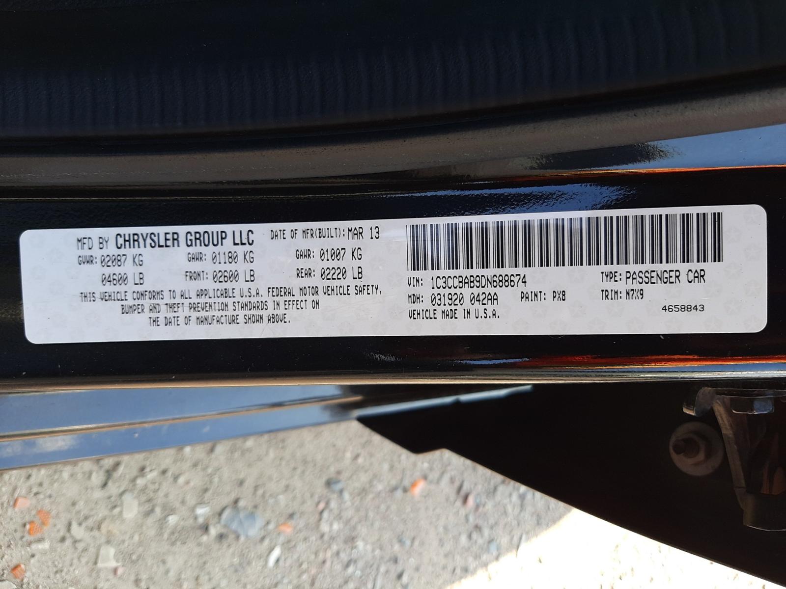 Photo 10 from auction – 2013 CHRYSLER 200 LX with VIN 1C3CCBAB9DN688674