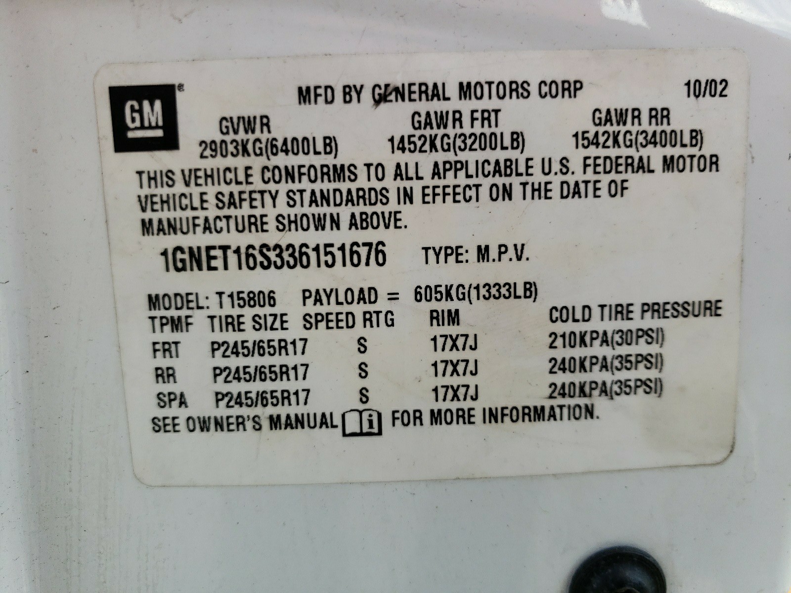 Zdjęcie 10 z aukcji – 2003 CHEVROLET TRAILBLAZE z VIN 1GNET16S336151676
