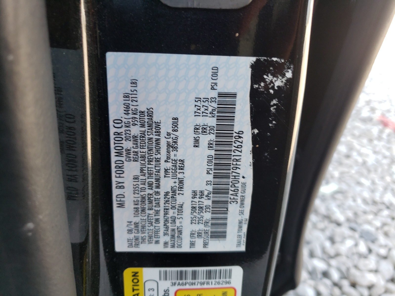 Photo 10 from auction – 2015 FORD FUSION SE with VIN 3FA6P0H79FR126296