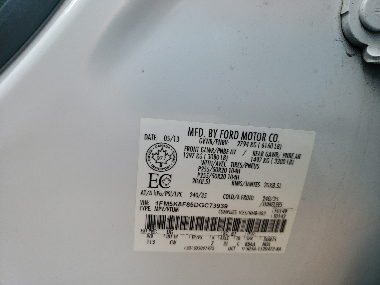 صورة رقم 10 من المزاد - 2013 FORD EXPLORER L مع VIN 1FM5K8F85DGC73939