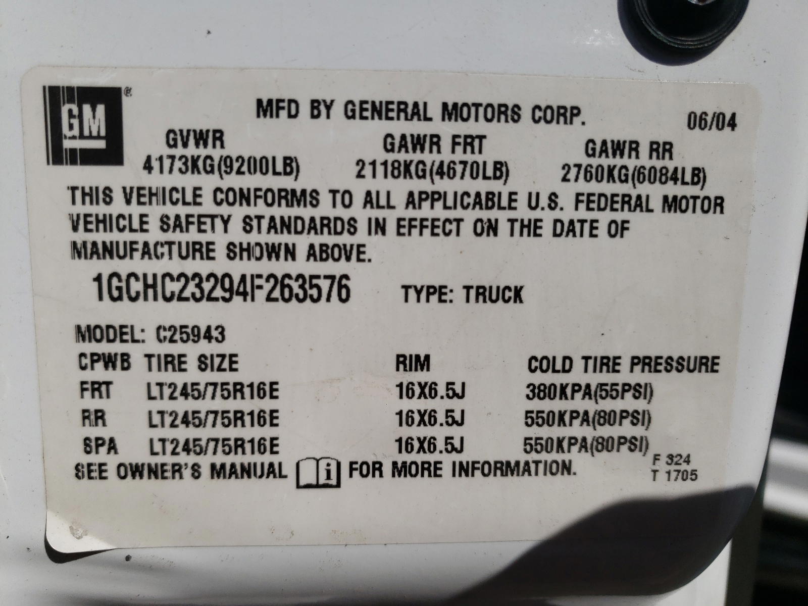 Photo 10 from auction – 2004 CHEVROLET SILVERADO with VIN 1GCHC23294F263576