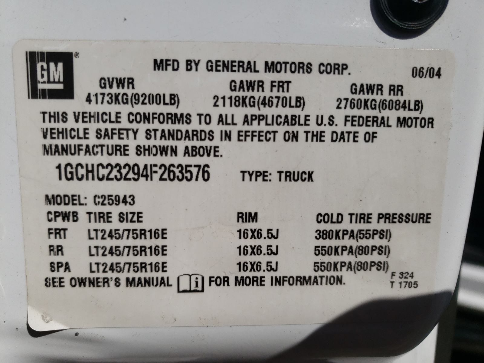 Фото 10 с аукциона – 2004 CHEVROLET SILVERADO с VIN 1GCHC23294F263576