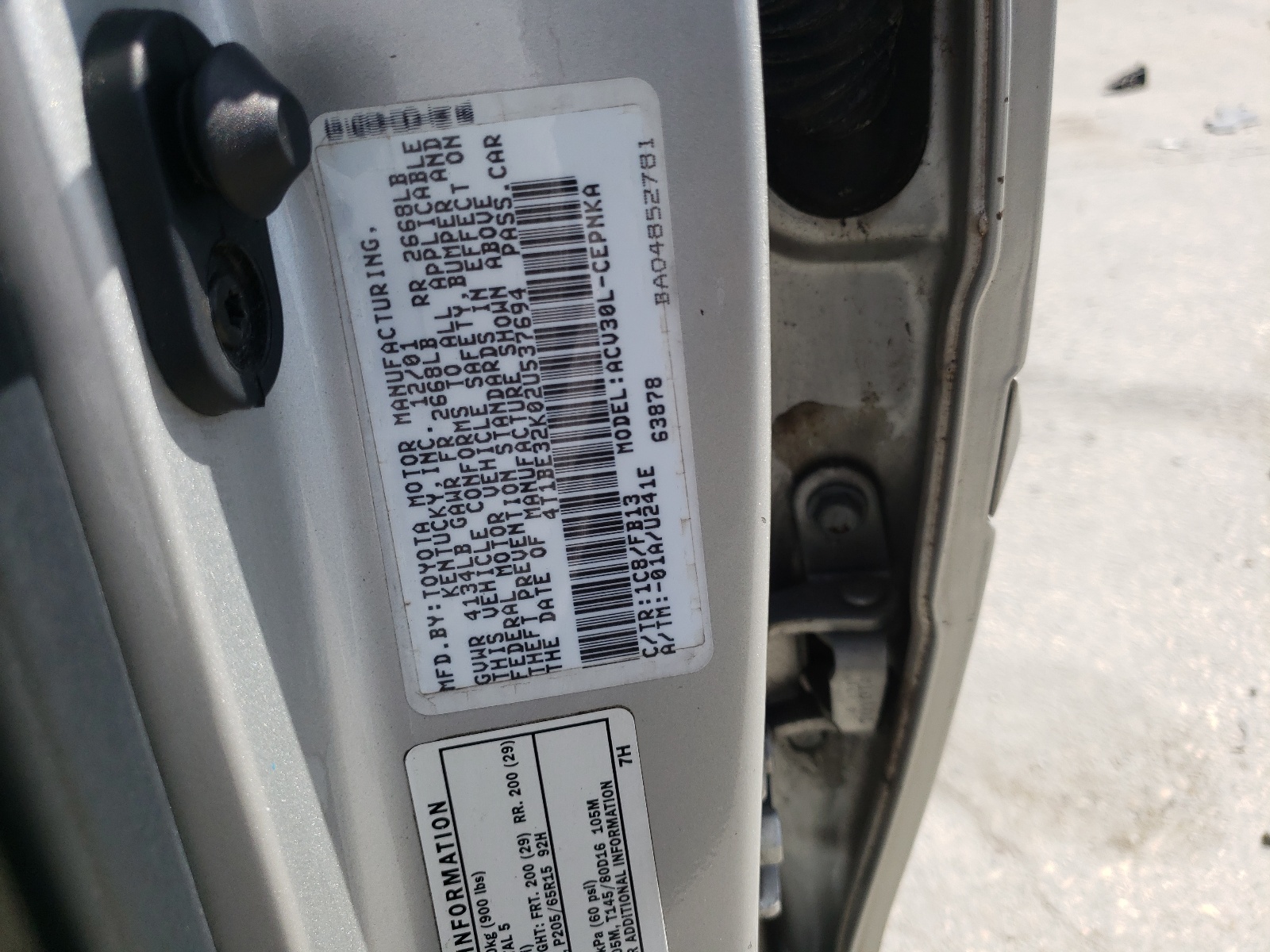 Zdjęcie 10 z aukcji – 2002 TOYOTA CAMRY LE z VIN 4T1BE32K02U537694
