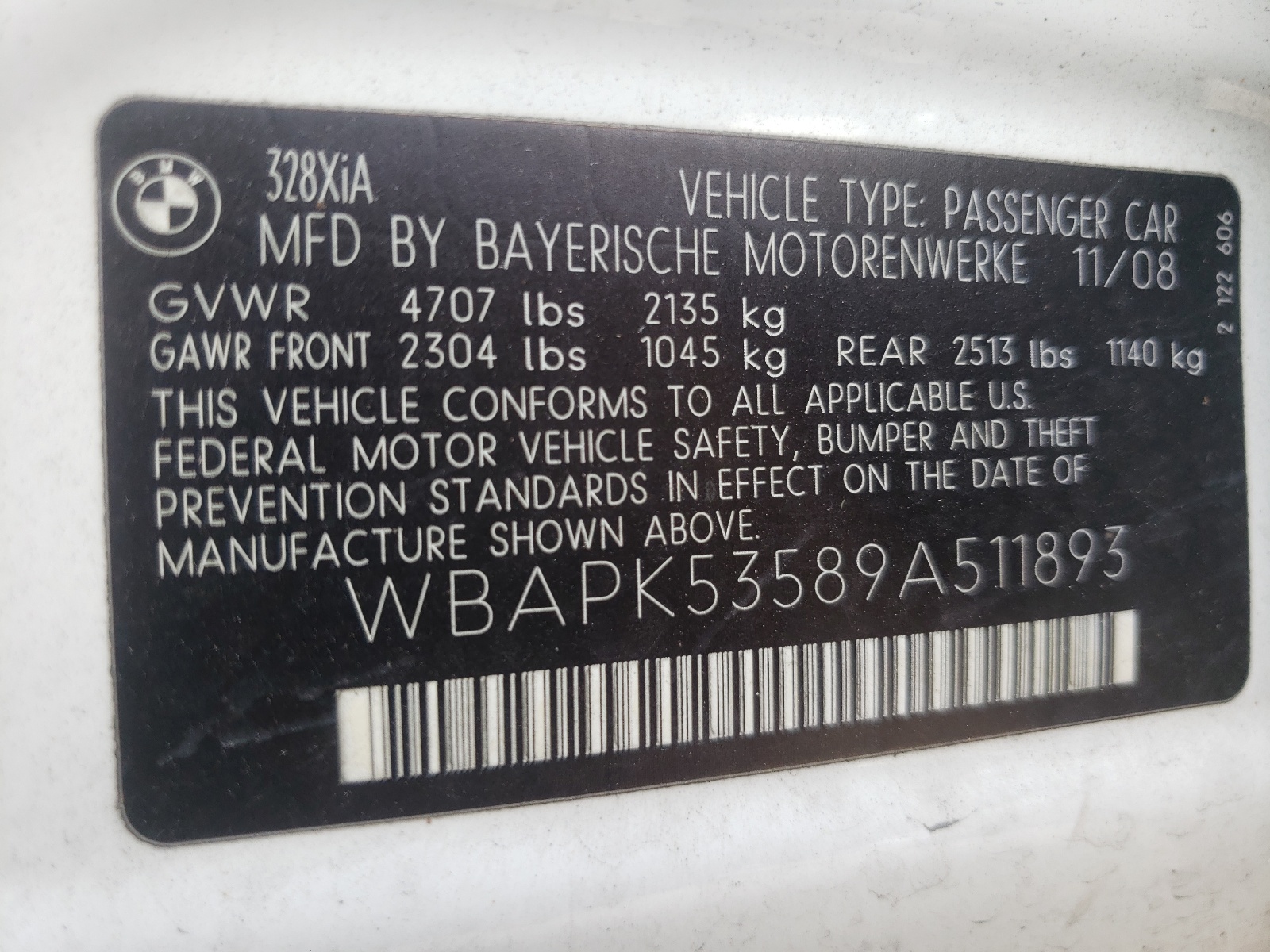 Photo 10 from auction – 2009 BMW 328 XI SUL with VIN WBAPK53589A511893