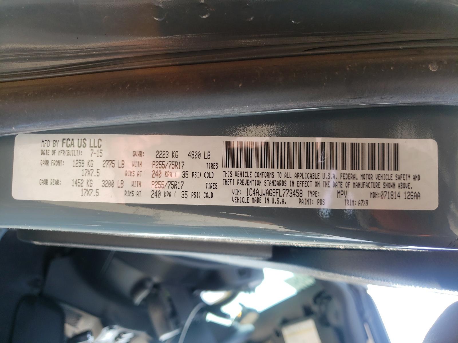 Photo 10 from auction – 2015 JEEP WRANGLER S with VIN 1C4AJWAG9FL773458