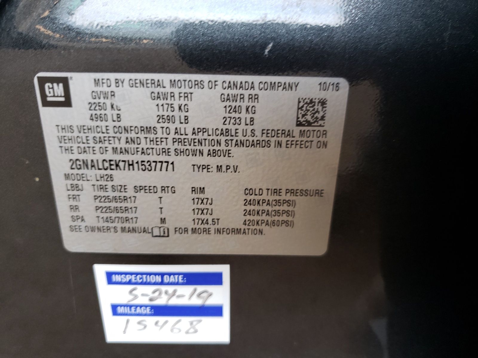 Photo 10 from auction – 2017 CHEVROLET EQUINOX LT with VIN 2GNALCEK7H1537771