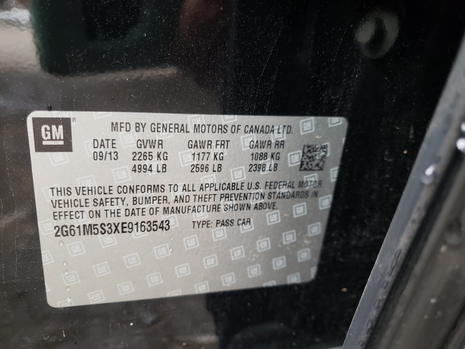 Photo 10 from auction – 2014 CADILLAC XTS LUXURY with VIN 2G61M5S3XE9163543