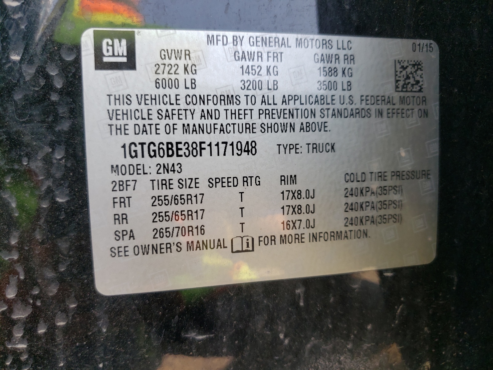 Photo 10 from auction – 2015 GMC CANYON SLE with VIN 1GTG6BE38F1171948
