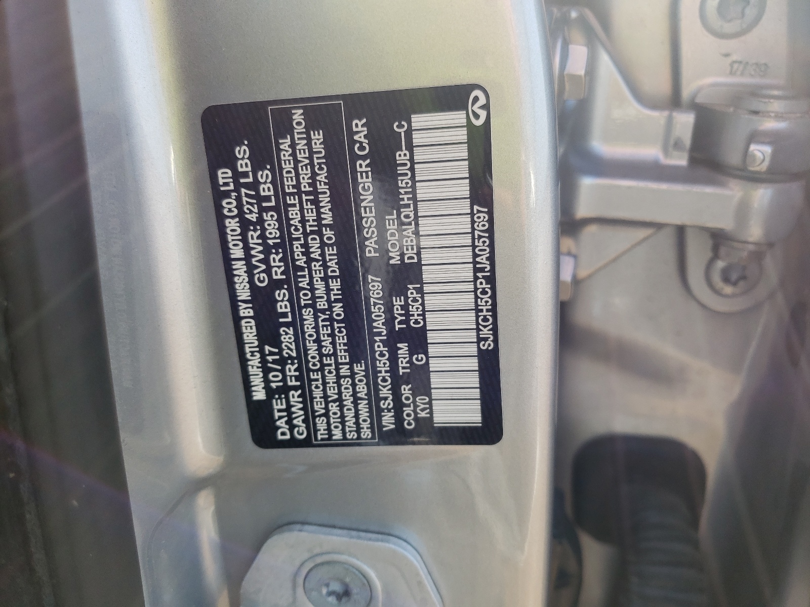 Photo 10 from auction – 2018 INFINITI QX30 BASE with VIN SJKCH5CP1JA057697
