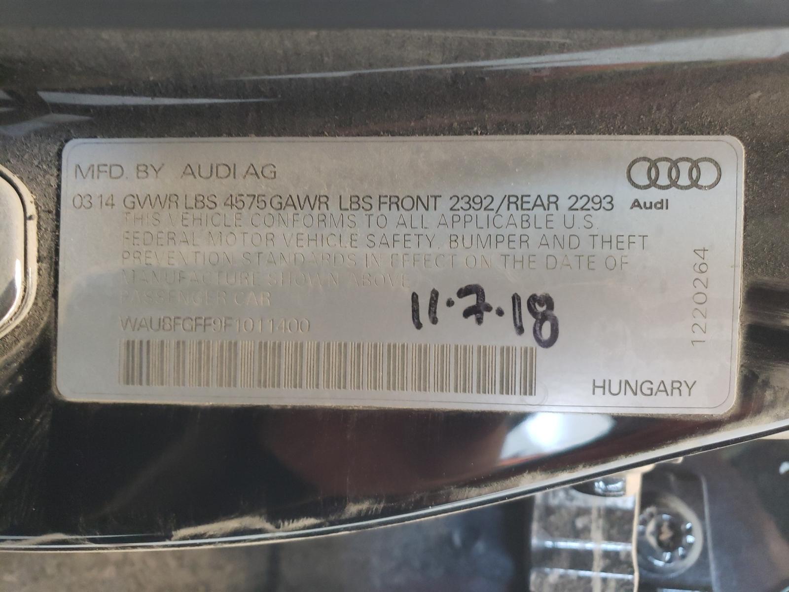 Photo 10 from auction – 2015 AUDI A3 with VIN WAUBFGFF9F1011400