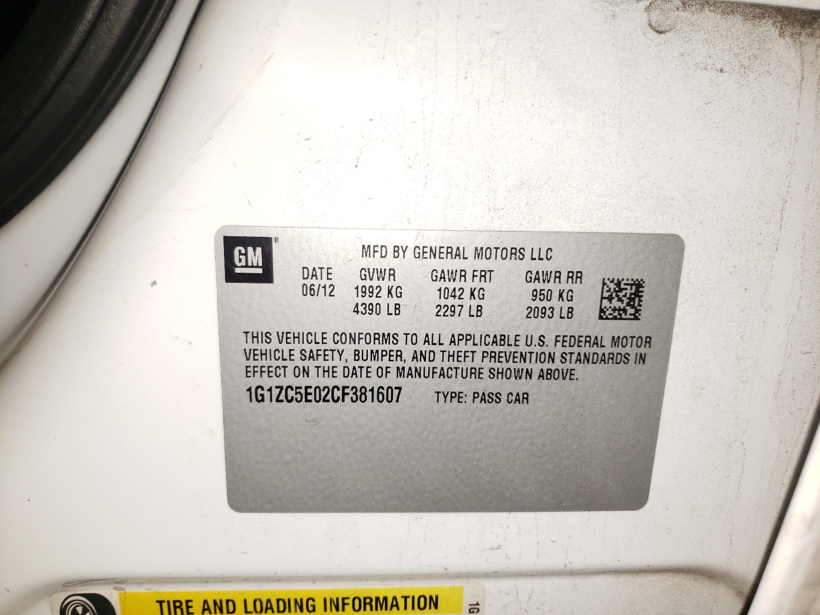 Photo 10 from auction – 2012 CHEVROLET MALIBU 1LT with VIN 1G1ZC5E02CF381607