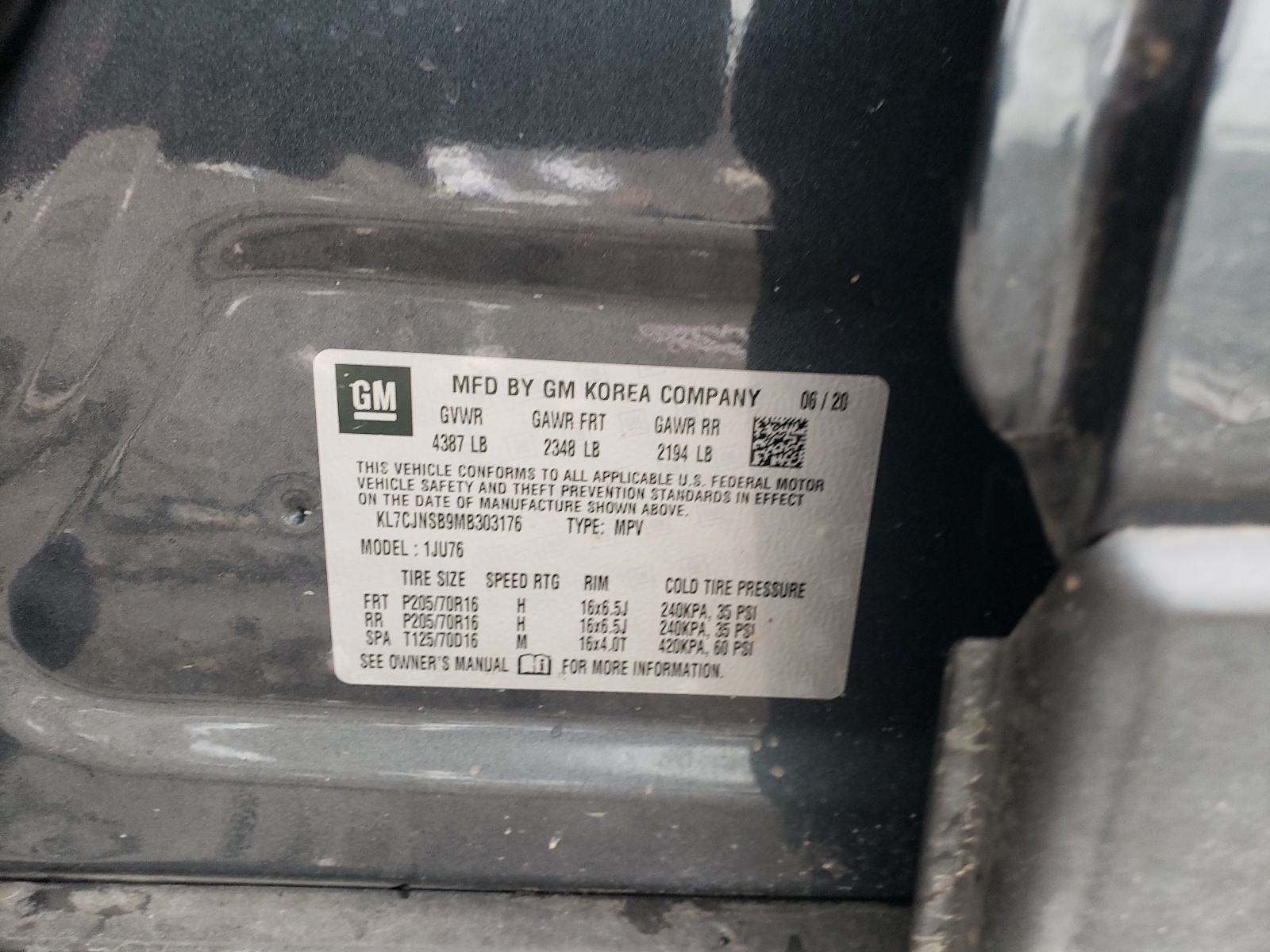 Photo 10 from auction – 2021 CHEVROLET TRAX LS with VIN KL7CJNSB9MB303176