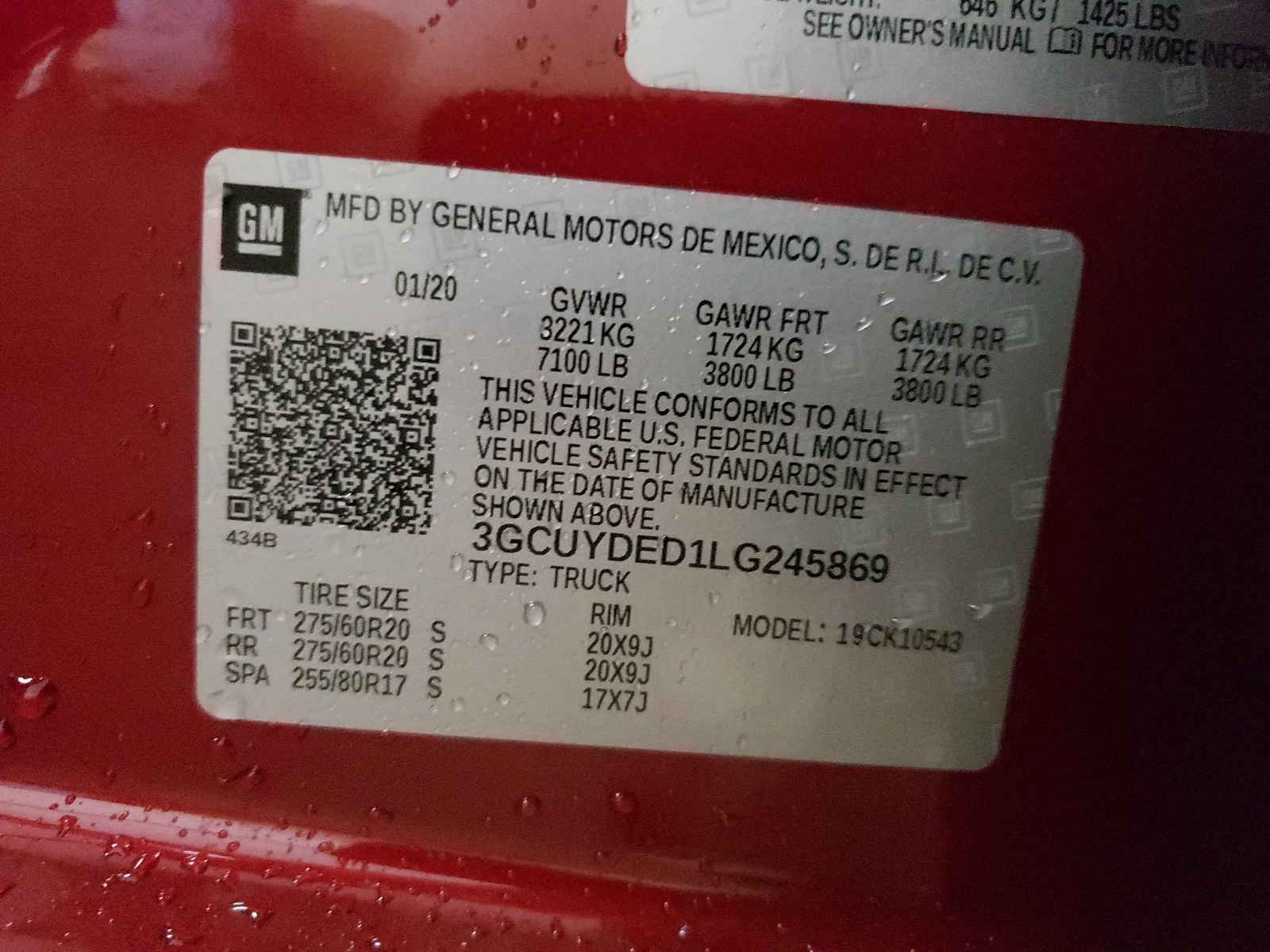 Photo 10 from auction – 2020 CHEVROLET SILVERADO with VIN 3GCUYDED1LG245869